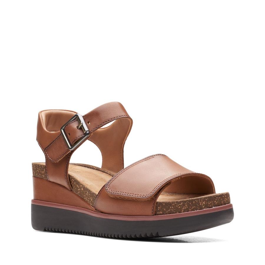 Dark Brown Clarks Lizby Strap Lea Women's Sandals | SG_KB275