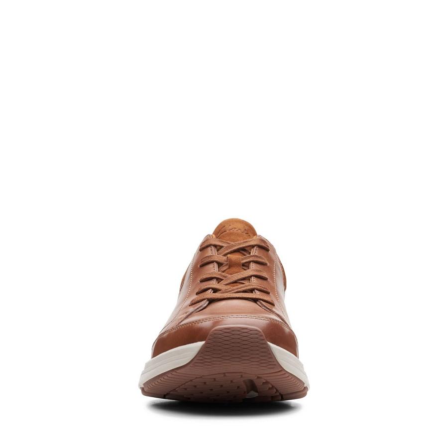 Dark Brown Clarks Wave2.0 Way Leather Men's Sneakers | SG_MR127