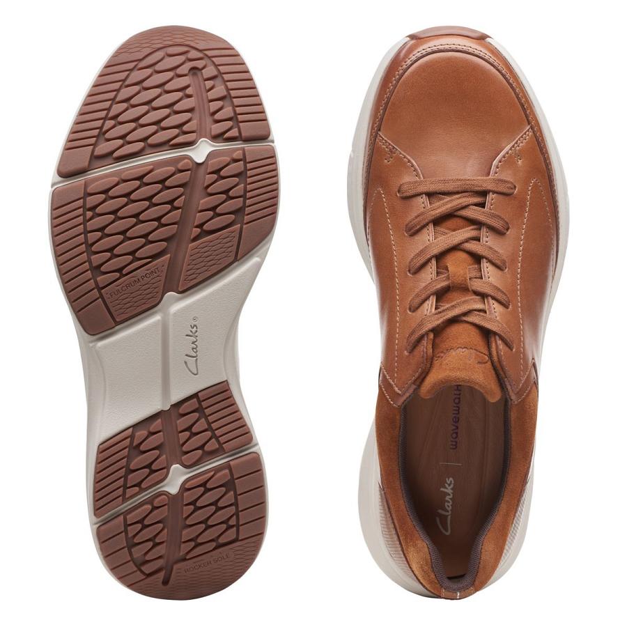 Dark Brown Clarks Wave2.0 Way Leather Men's Sneakers | SG_MR127