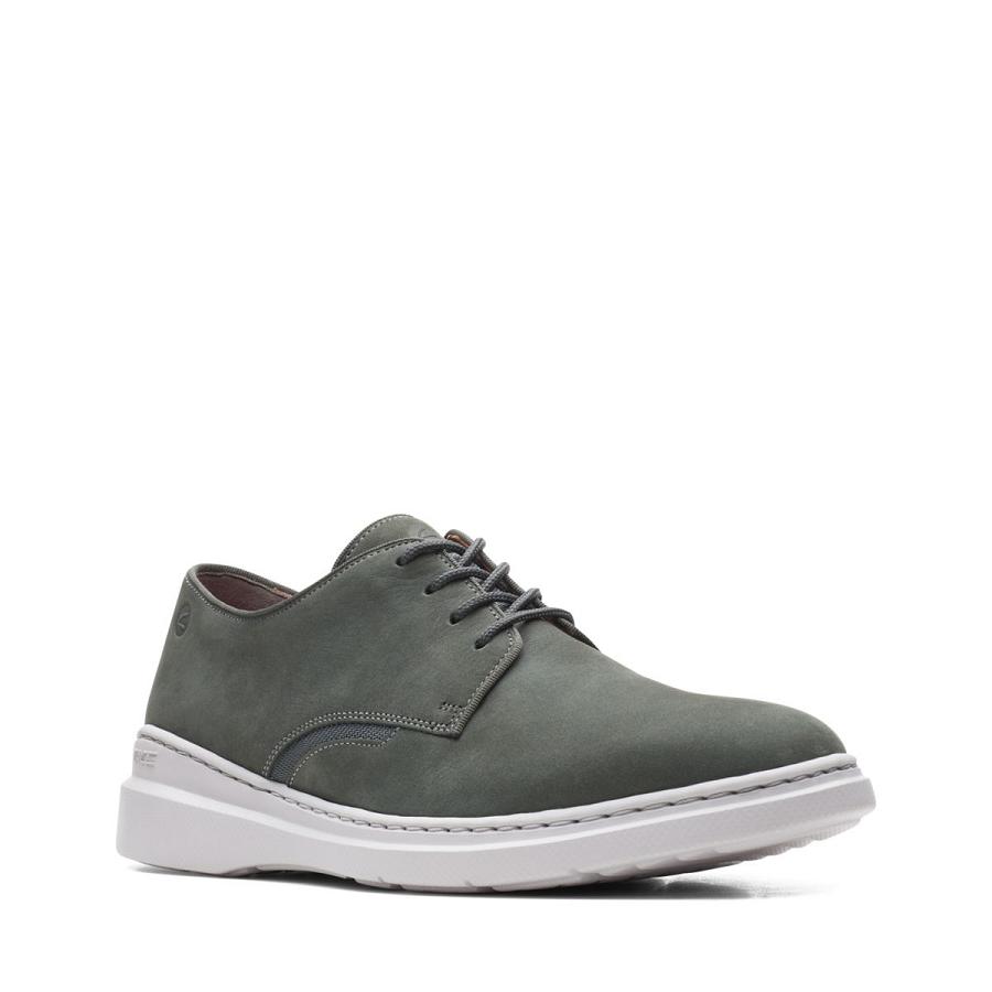 Dark Grey Clarks Dennet Low Nubuck Men's Sneakers | SG_HZ27