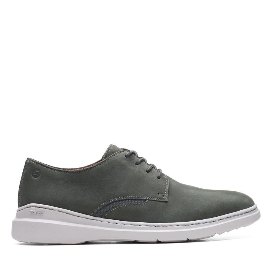 Dark Grey Clarks Dennet Low Nubuck Men\'s Sneakers | SG_HZ27