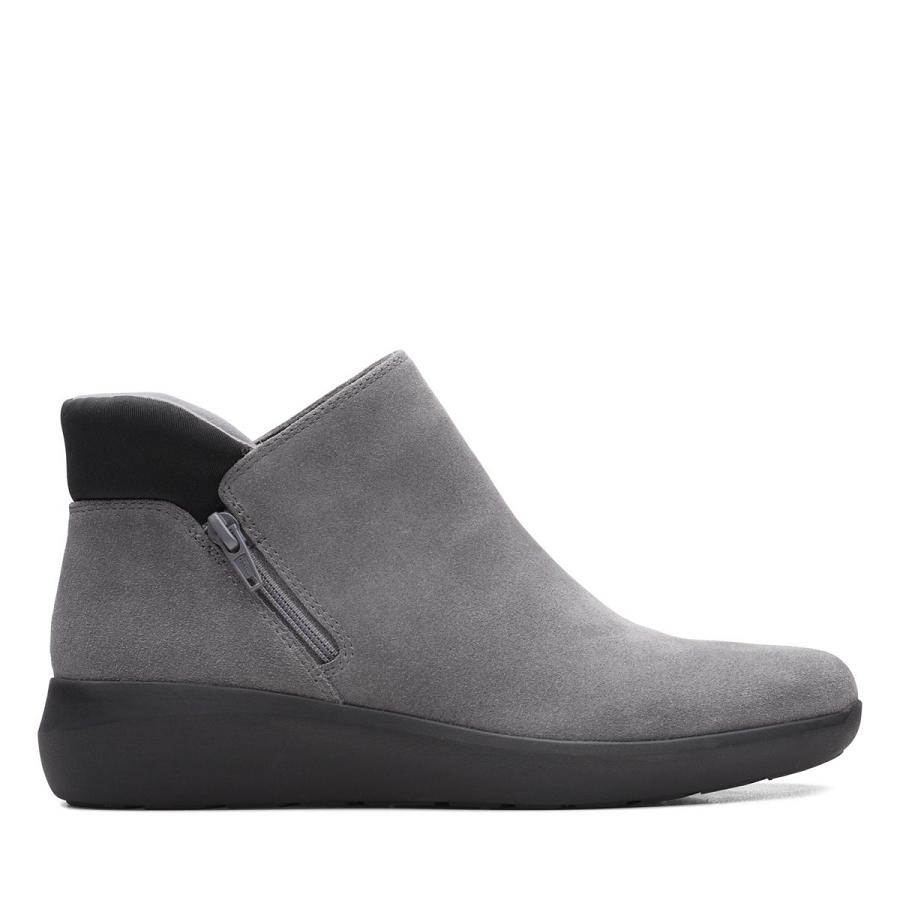 Dark Grey Clarks Kayleigh Mid Sde Women\'s Boots | SG_KB251