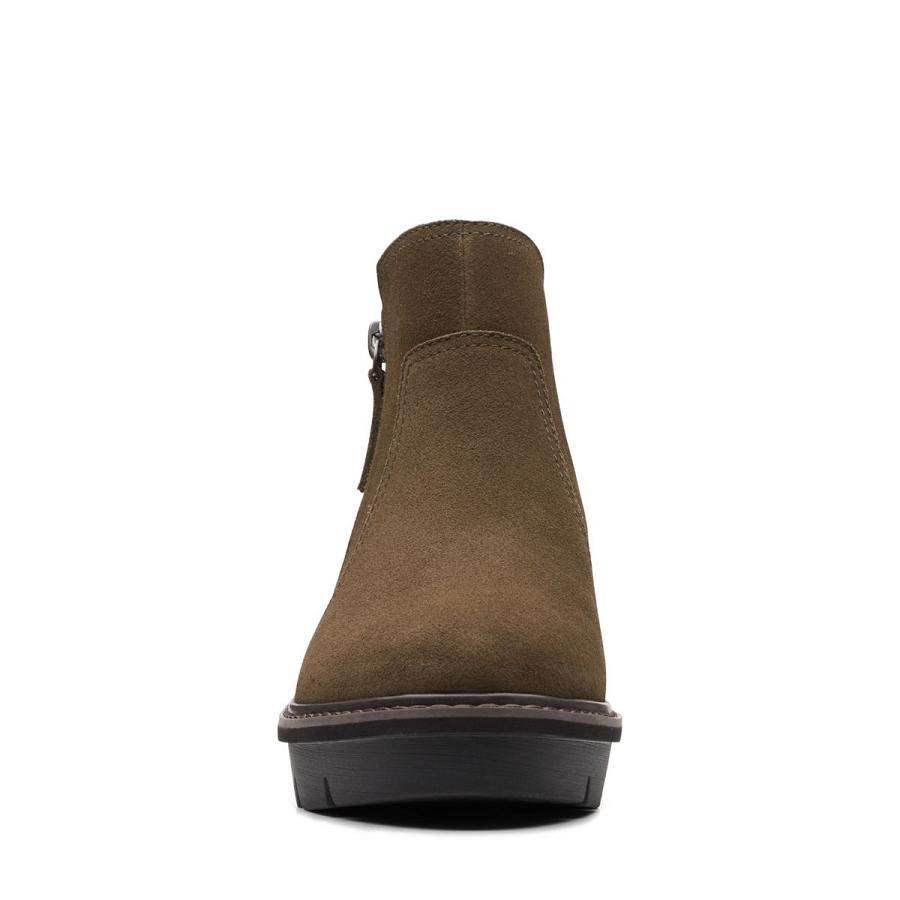 Dark Olive Clarks Airabell Zip Sde Women's Boots | SG_QF152