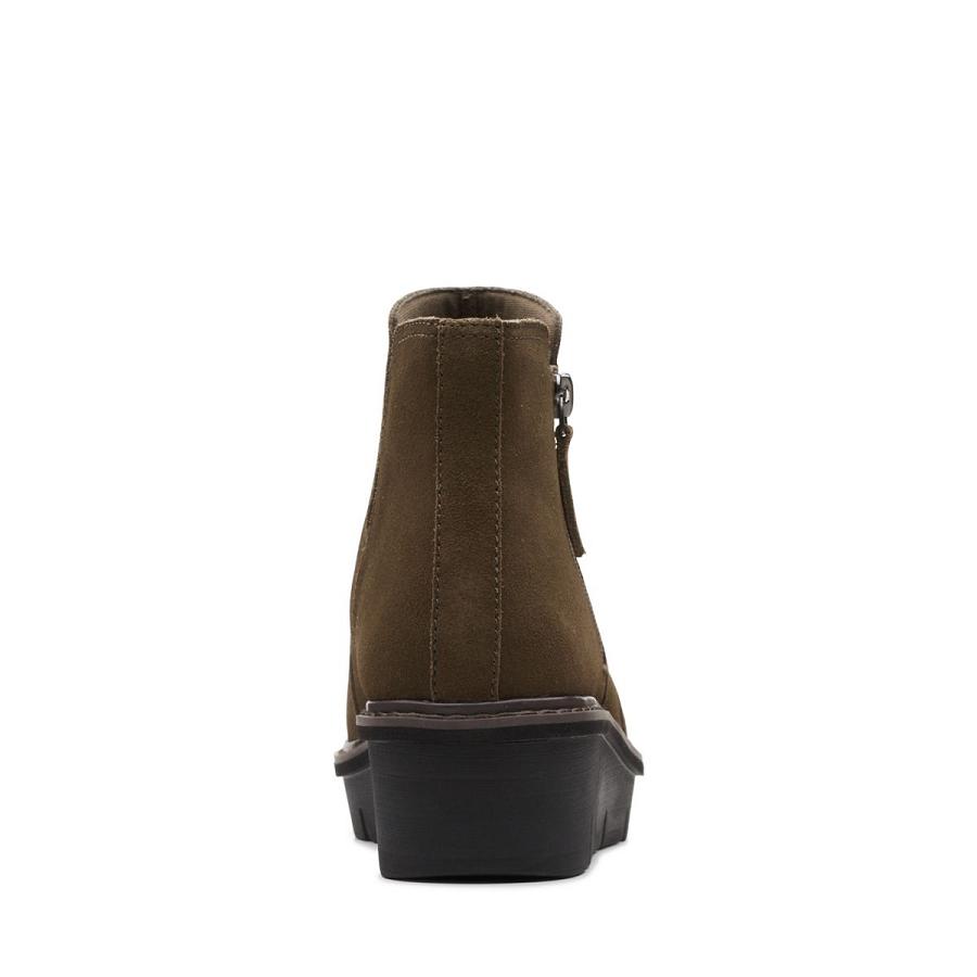 Dark Olive Clarks Airabell Zip Sde Women's Boots | SG_QF152