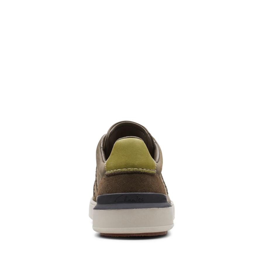 Dark Olive Clarks CourtLite Lo Men's Sneakers | SG_MR19