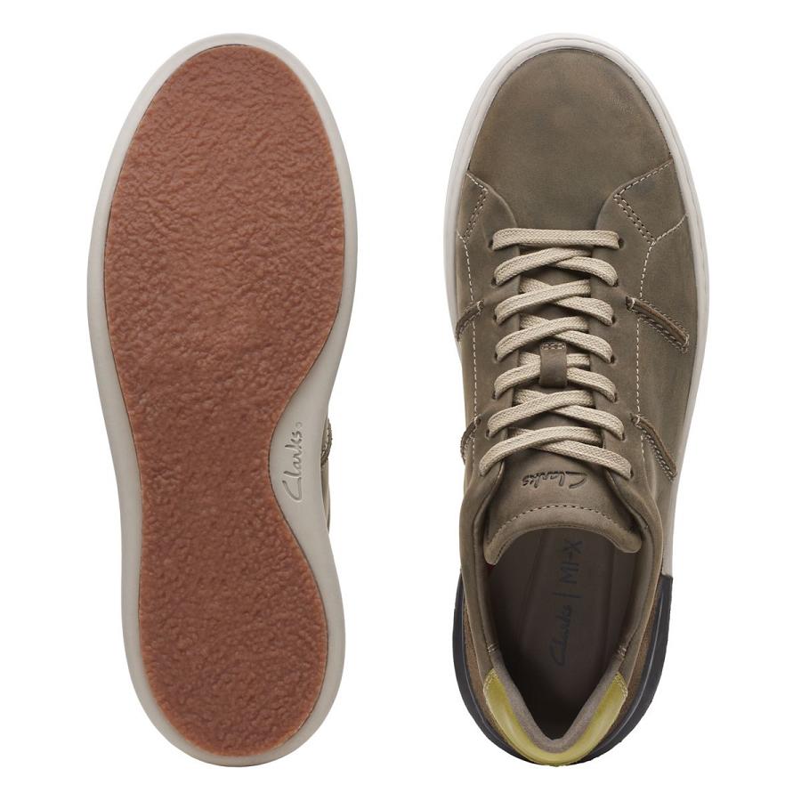 Dark Olive Clarks CourtLite Lo Men's Sneakers | SG_MR19