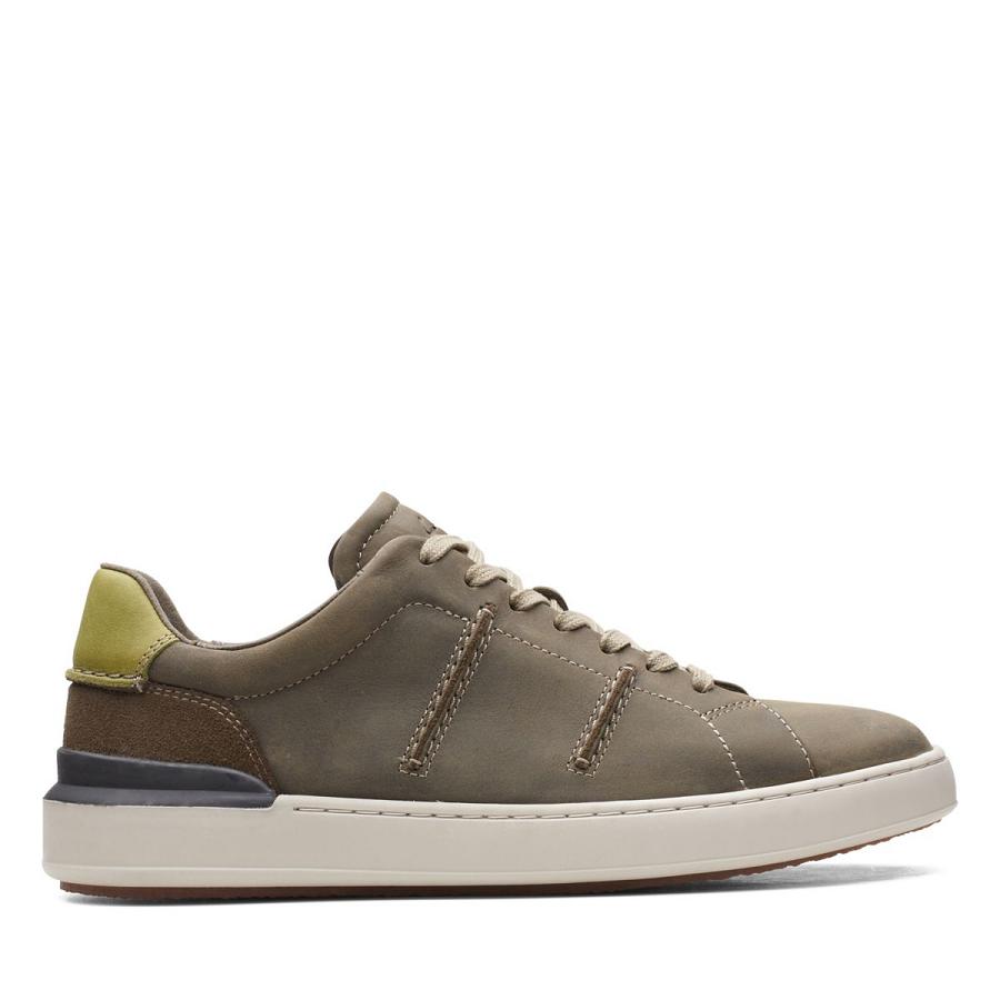 Dark Olive Clarks CourtLite Lo Men\'s Sneakers | SG_MR19