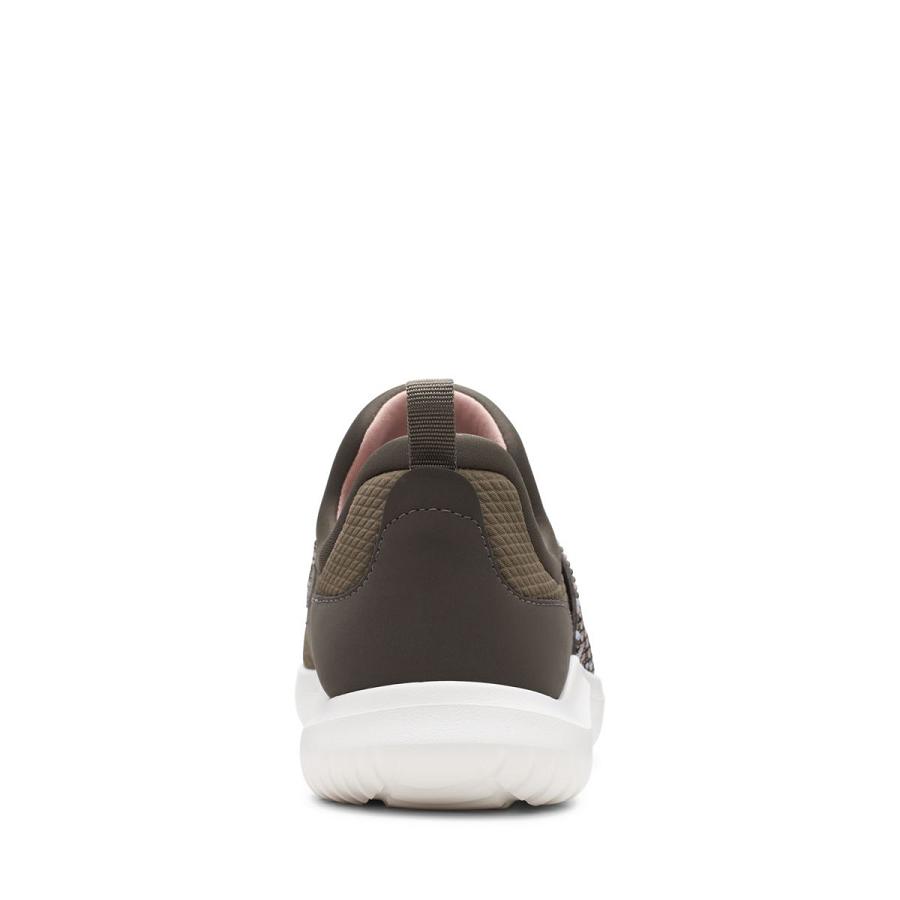 Dark Olive Clarks Nova Way Combi Women's Sneakers | SG_KB311