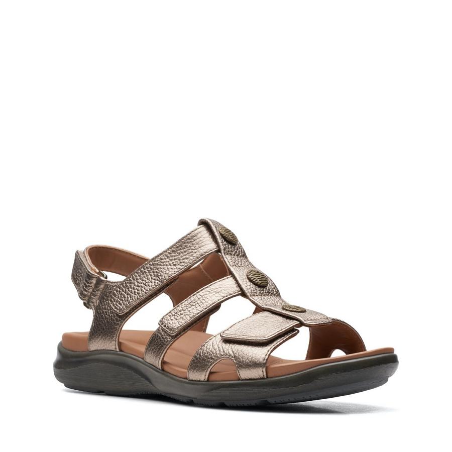 Gold Clarks Kylyn Step Metallic Women's Sandals | SG_JX256