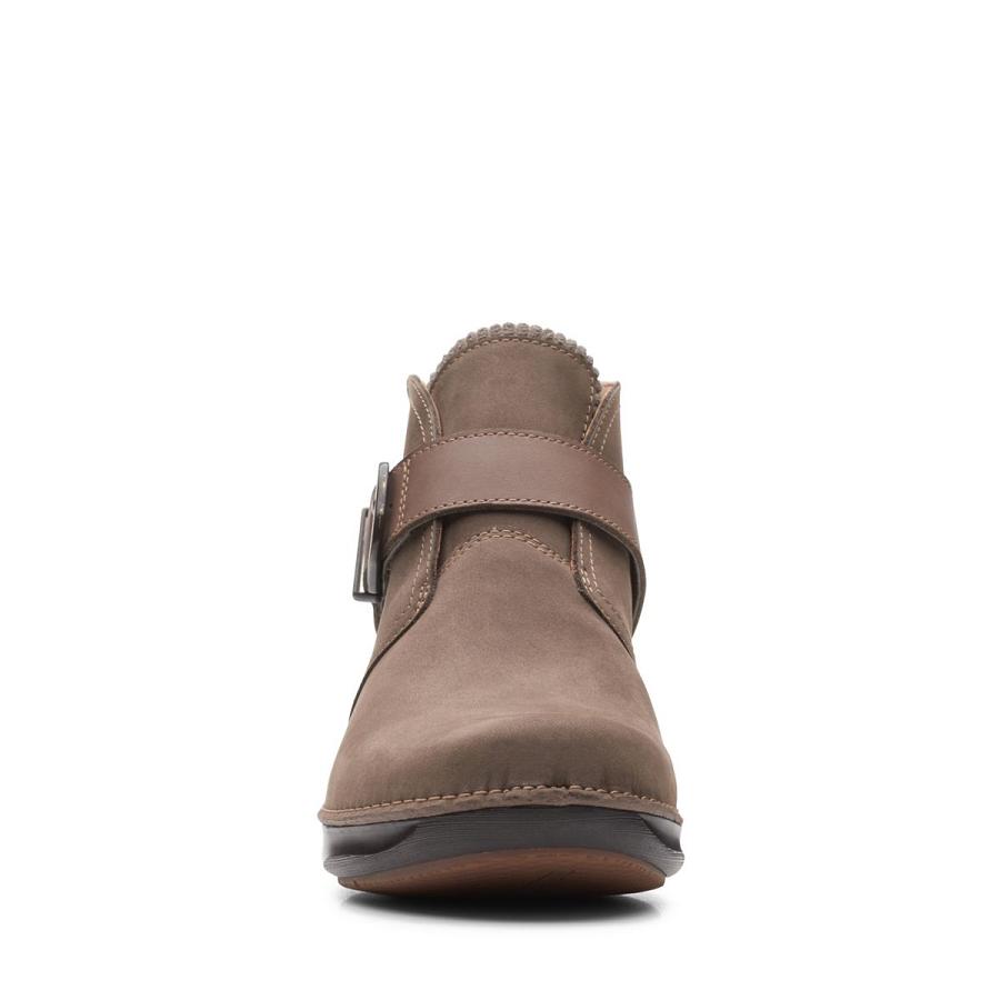 Grey Brown Clarks Appley Mid Nubuck Women's Boots | SG_NE162