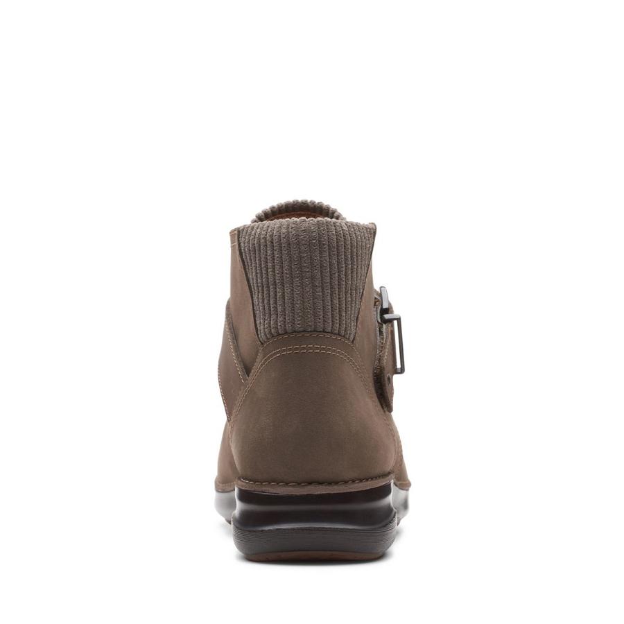 Grey Brown Clarks Appley Mid Nubuck Women's Boots | SG_NE162