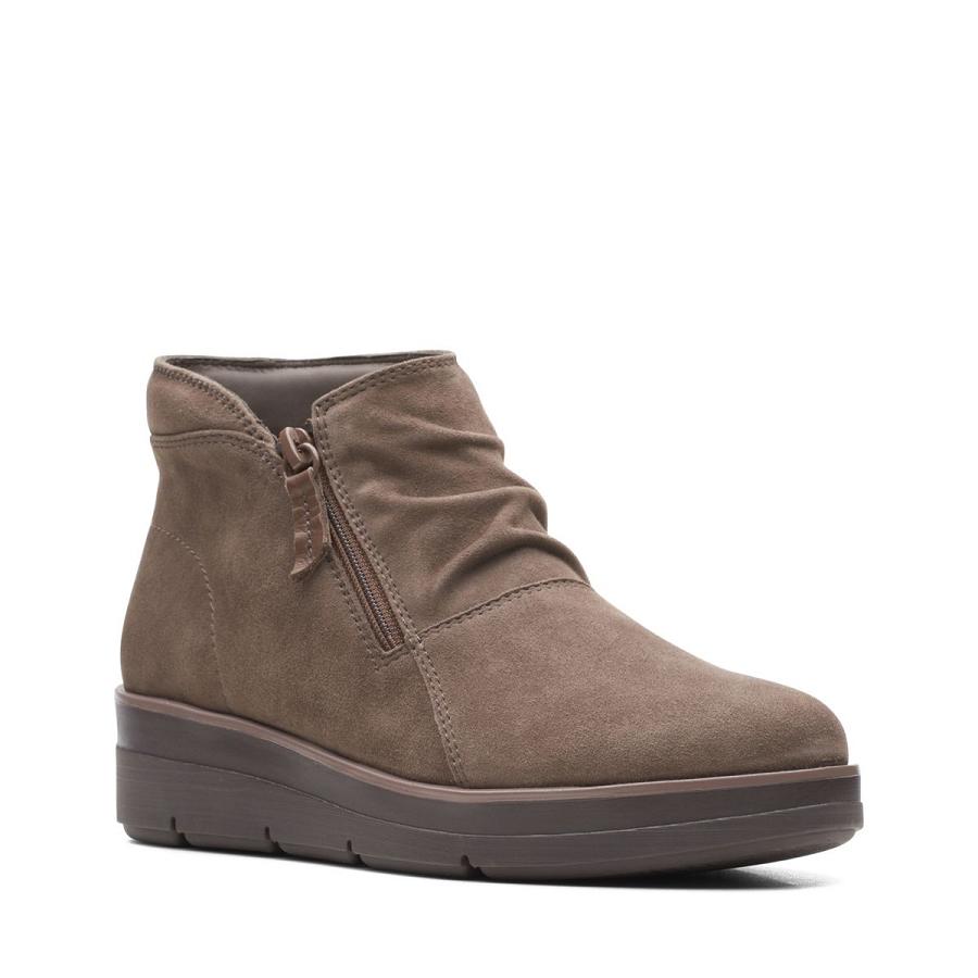 Grey Brown Clarks Shaylin Up Suede Women's Boots | SG_NE354