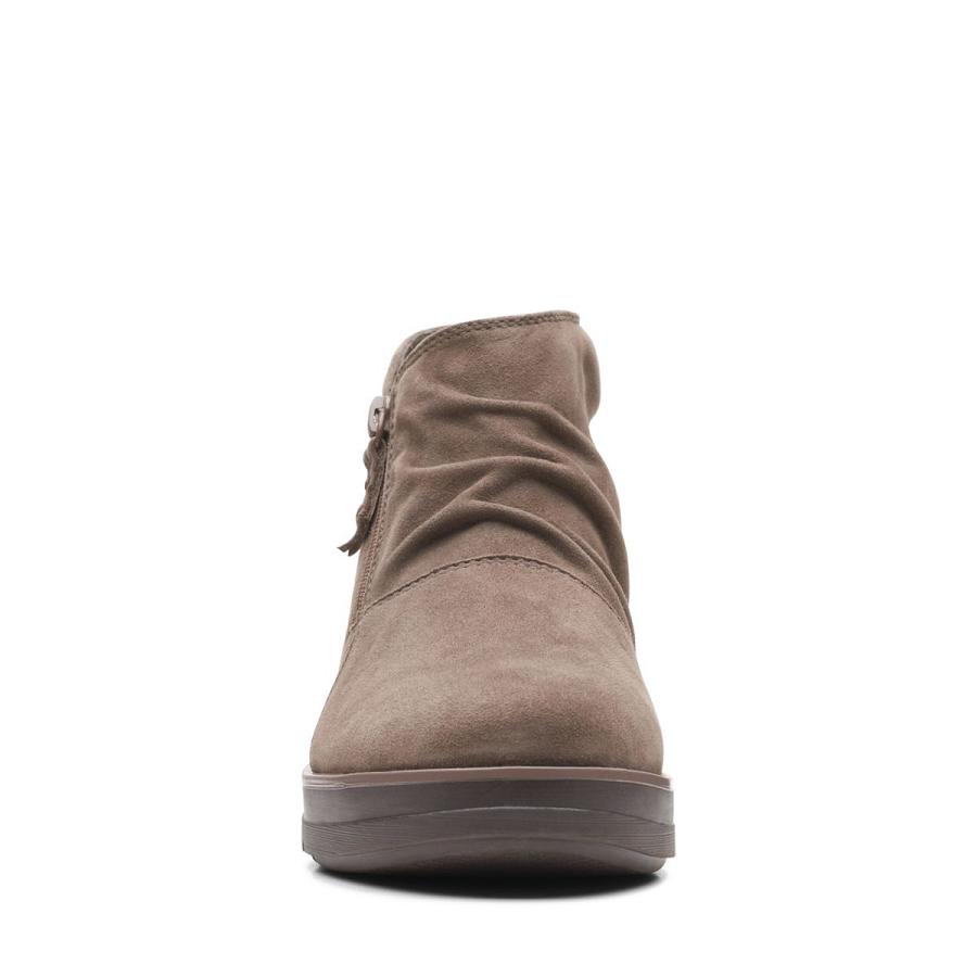 Grey Brown Clarks Shaylin Up Suede Women's Boots | SG_NE354