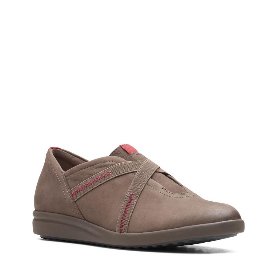 Grey Brown Clarks Tamzen Step Nubuck Women's Sneakers | SG_AH358