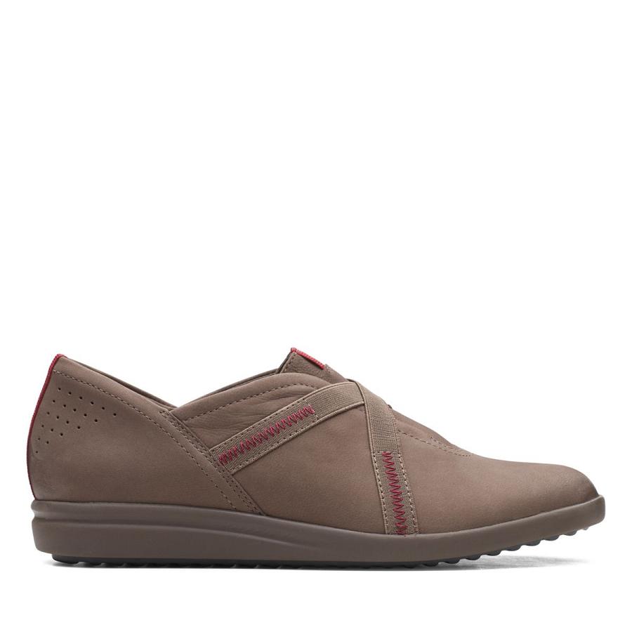 Grey Brown Clarks Tamzen Step Nubuck Women\'s Sneakers | SG_AH358