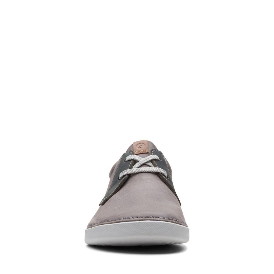 Grey Clarks Gereld Low Leather Men's Sneakers | SG_FA62