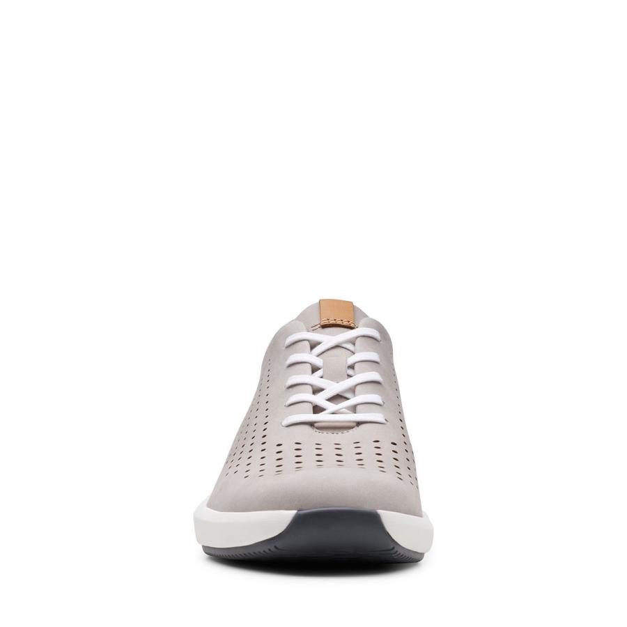 Grey Clarks Un Rio Tie Stone nubuck Women's Sneakers | SG_AH382