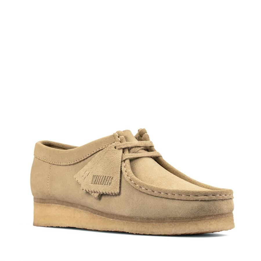 Khaki Clarks Wallabee Maple Suede Women's Shoes | SG_RV396