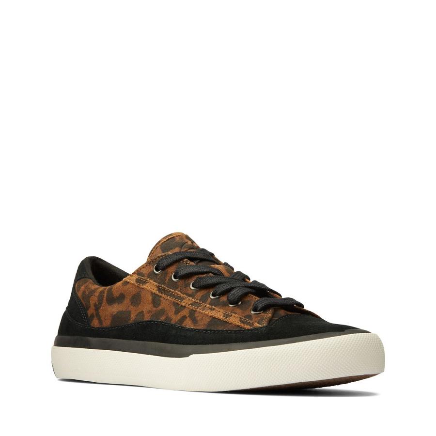 Leopard Clarks Aceley Lace Suede Women's Sneakers | SG_NE138