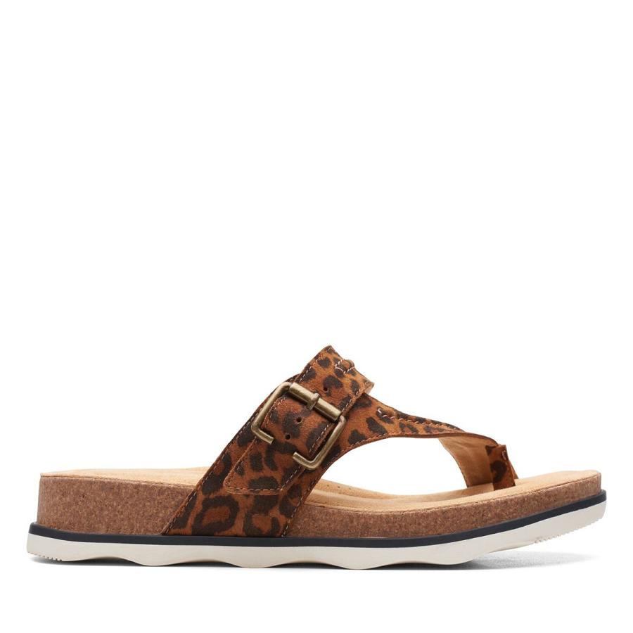 Leopard Clarks Brynn Madi Print Women\'s Sandals | SG_AH178