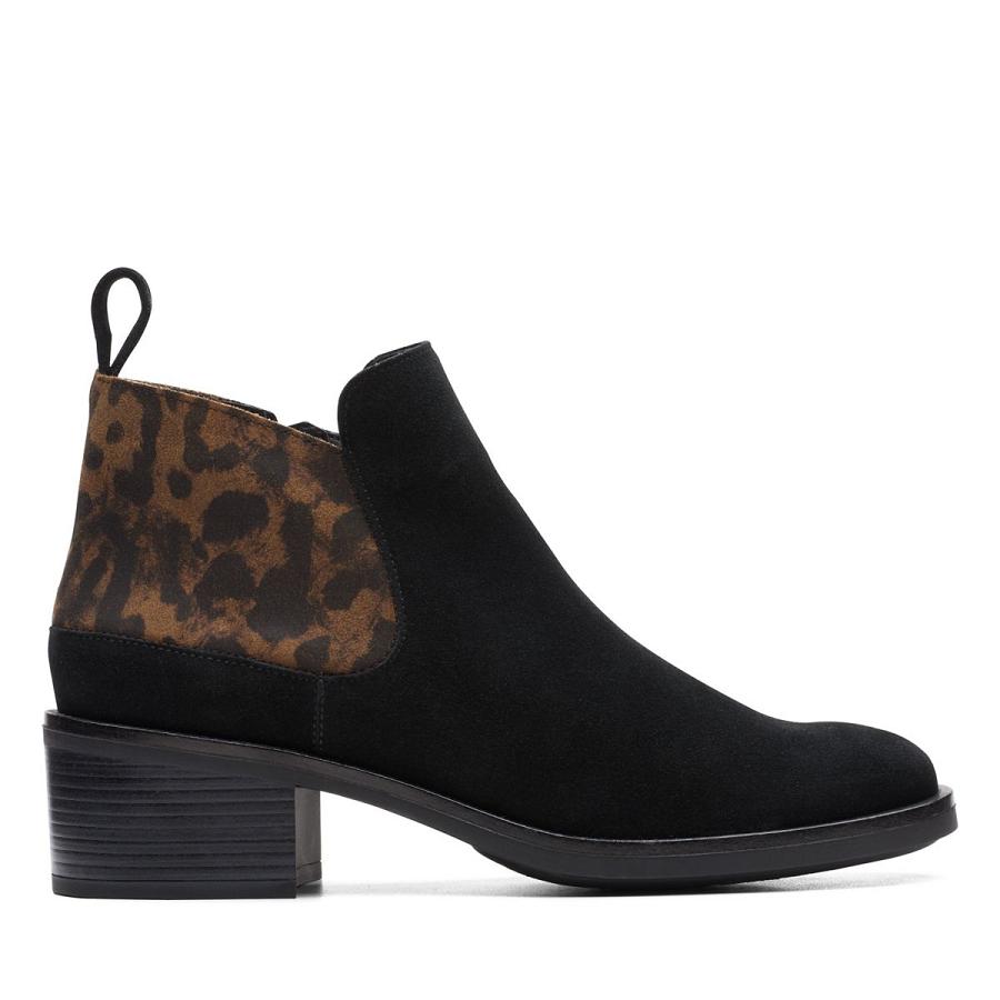 Leopard Clarks Memi Zip Print Women\'s Boots | SG_FA290