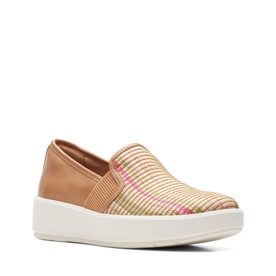 Light Brown Clarks Layton Petal Combi Women's Sneakers | SG_FA266