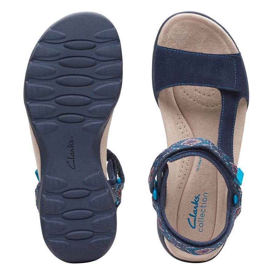 Navy Clarks Amanda Step Suede Women's Sandals | SG_FA158