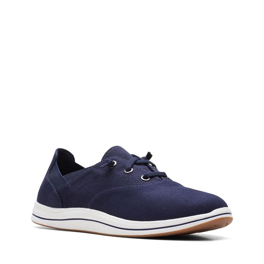 Navy Clarks Breeze Ave Women's Sneakers | SG_FA170