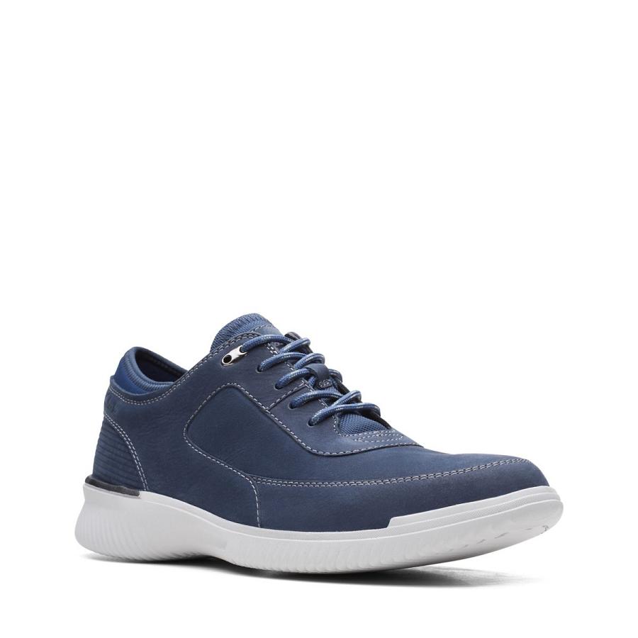 Navy Clarks Donaway Lace Nubuck Men's Sneakers | SG_AH46