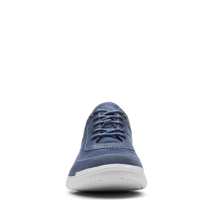 Navy Clarks Donaway Lace Nubuck Men's Sneakers | SG_AH46