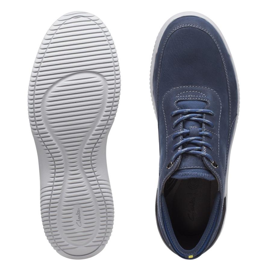 Navy Clarks Donaway Lace Nubuck Men's Sneakers | SG_AH46