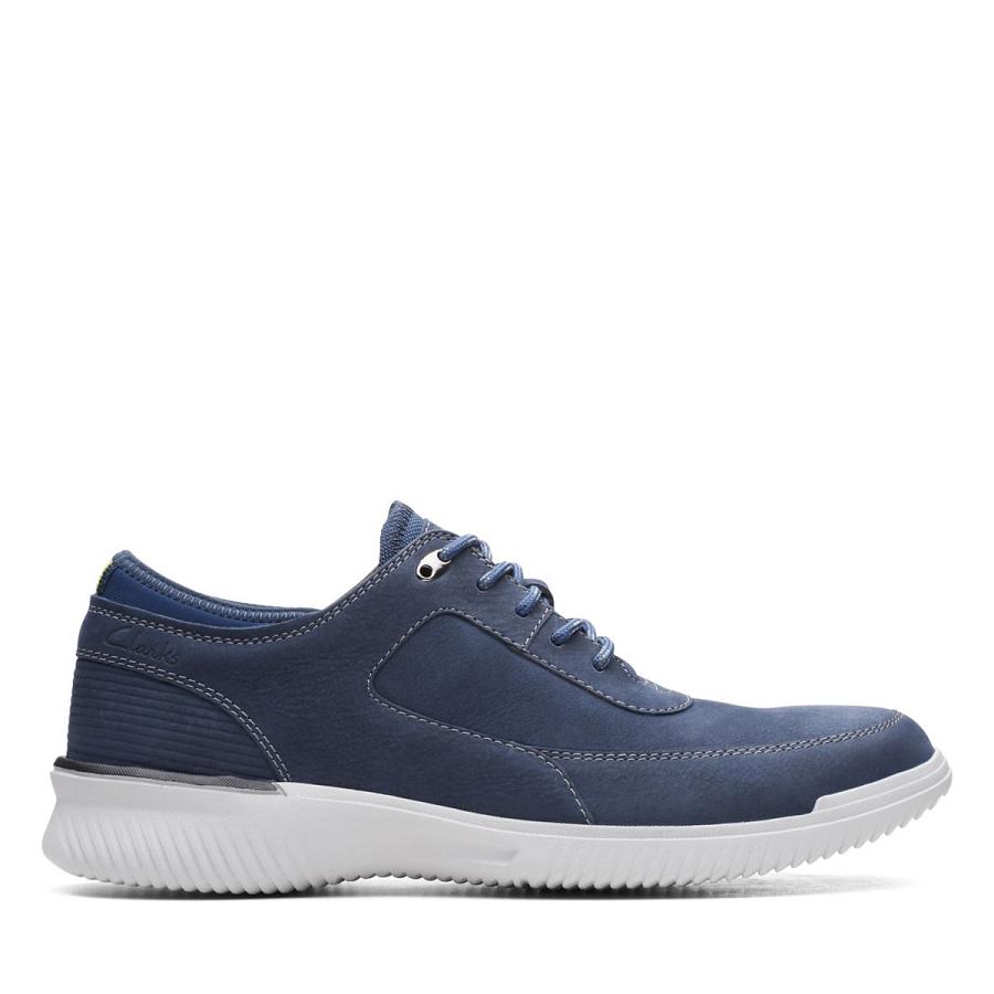 Navy Clarks Donaway Lace Nubuck Men\'s Sneakers | SG_AH46