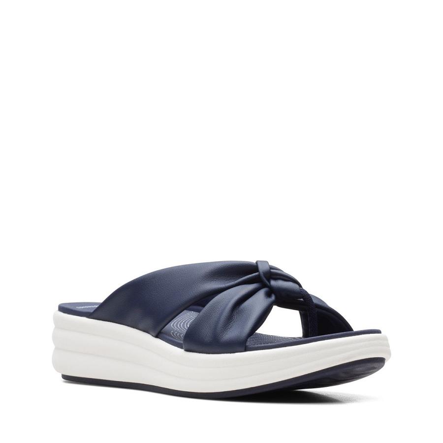 Navy Clarks Drift Ave Women's Sandals | SG_JX220