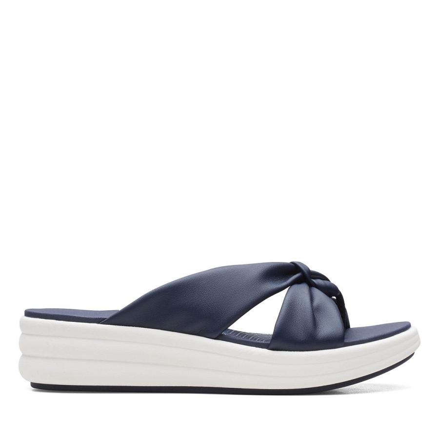 Navy Clarks Drift Ave Women\'s Sandals | SG_JX220