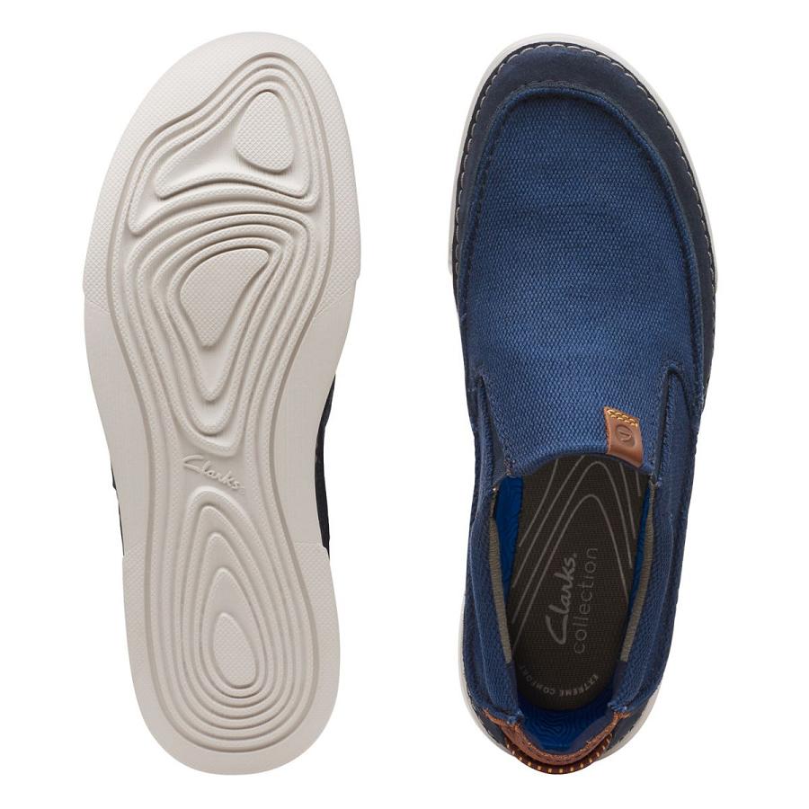 Navy Clarks Gereld Step Combi Men's Shoes | SG_JX64