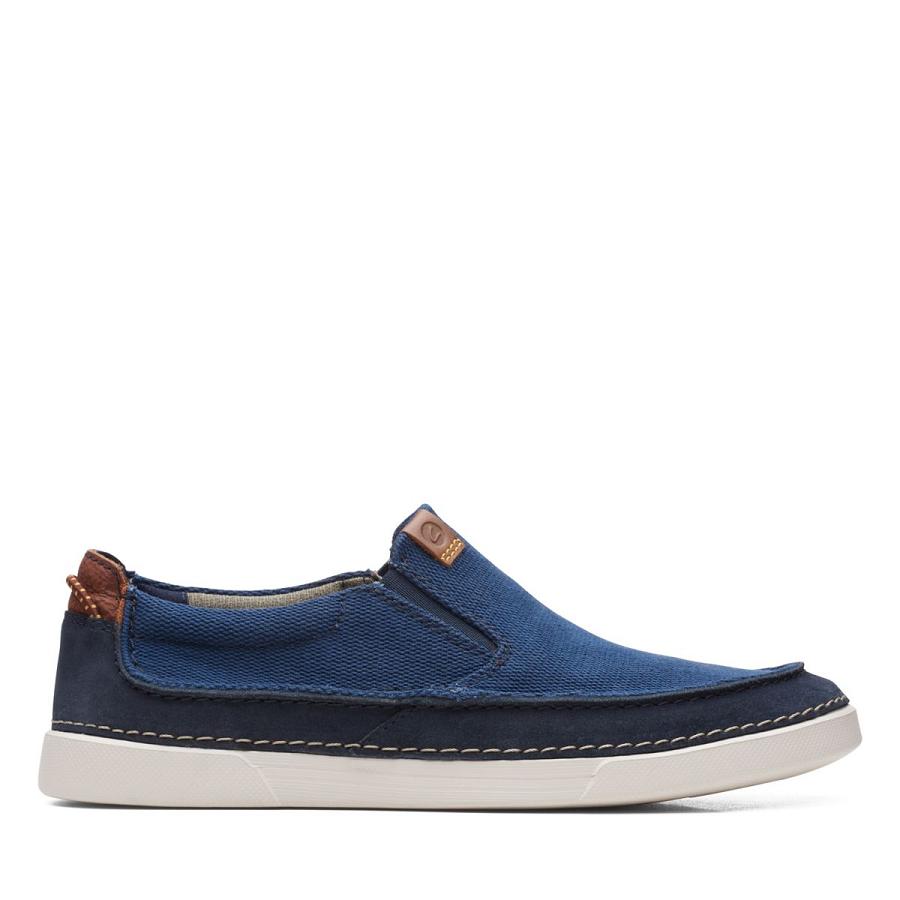 Navy Clarks Gereld Step Combi Men\'s Shoes | SG_JX64