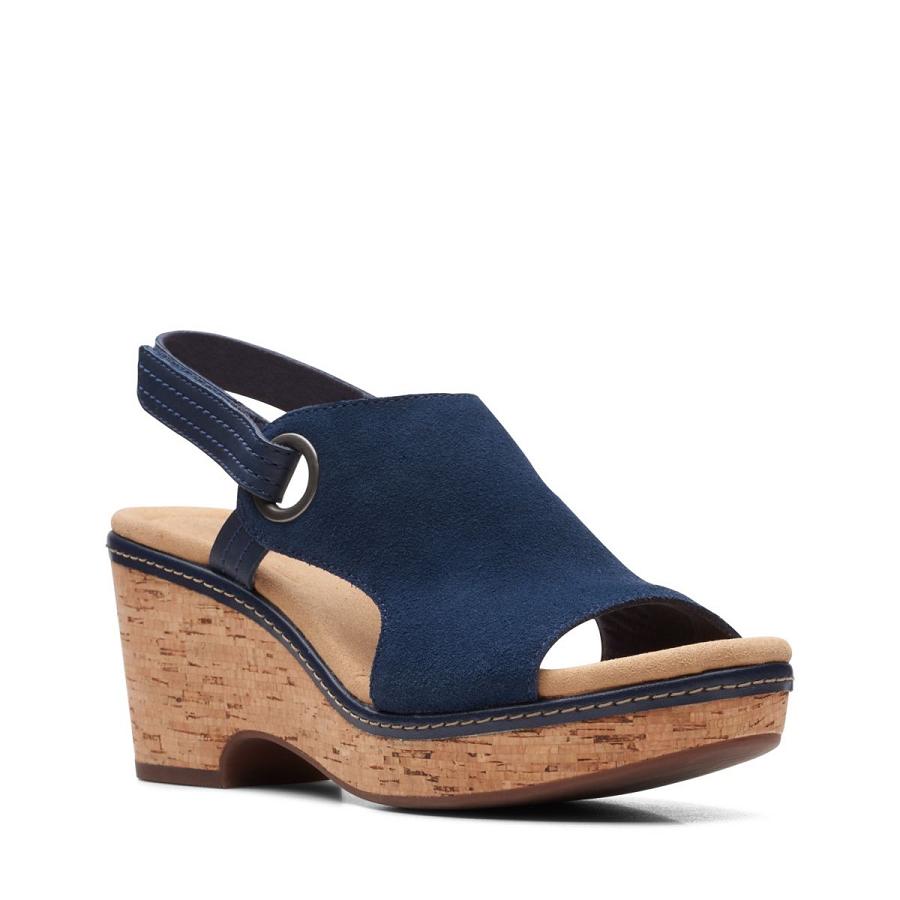 Navy Clarks Giselle Sea Suede Women's Sandals | SG_EQ241