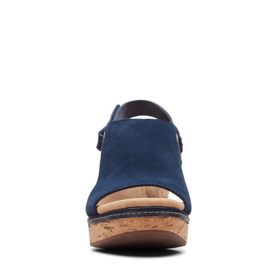 Navy Clarks Giselle Sea Suede Women's Sandals | SG_EQ241