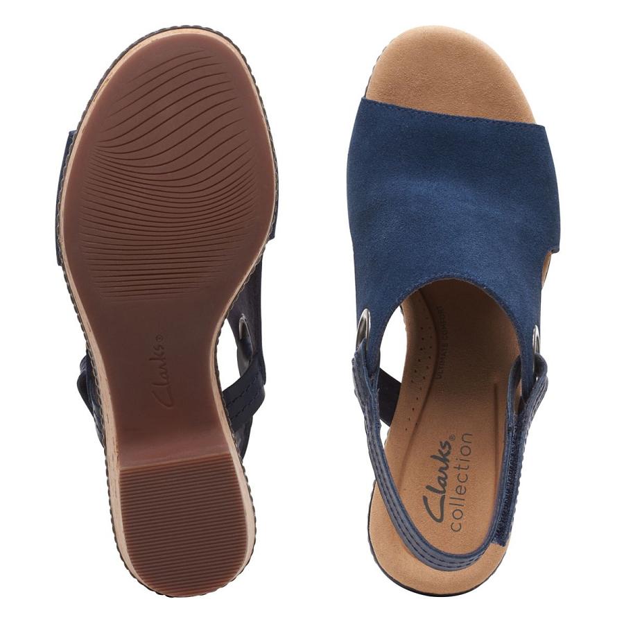 Navy Clarks Giselle Sea Suede Women's Sandals | SG_EQ241