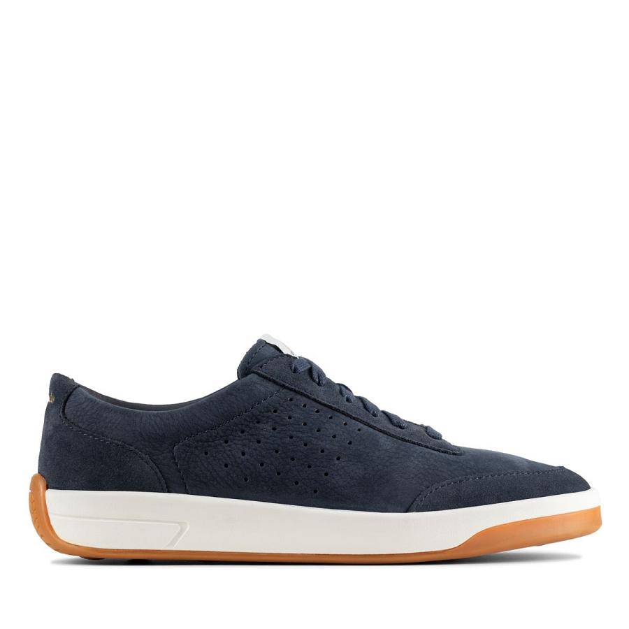 Navy Clarks Hero Air Lace Combi Men\'s Sneakers | SG_FA74