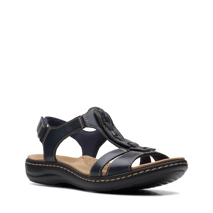 Navy Clarks Laurieann Kay Leather Women's Sandals | SG_KB263