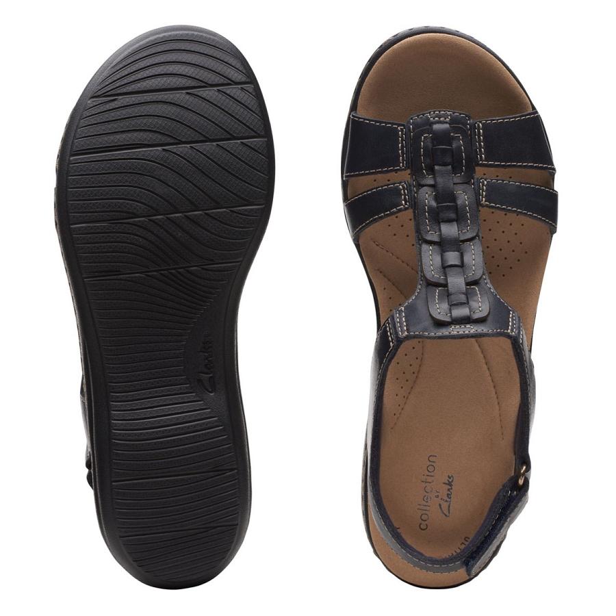 Navy Clarks Laurieann Kay Leather Women's Sandals | SG_KB263