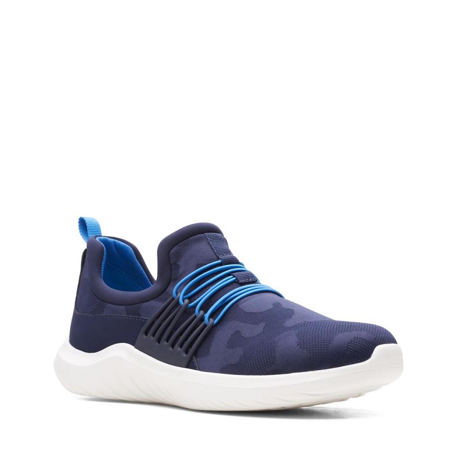 Navy Clarks Nova Ave Textile Women's Sneakers | SG_HZ303