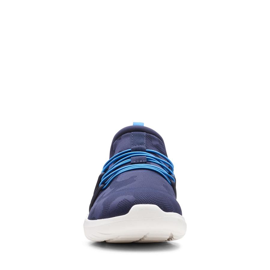 Navy Clarks Nova Ave Textile Women's Sneakers | SG_HZ303