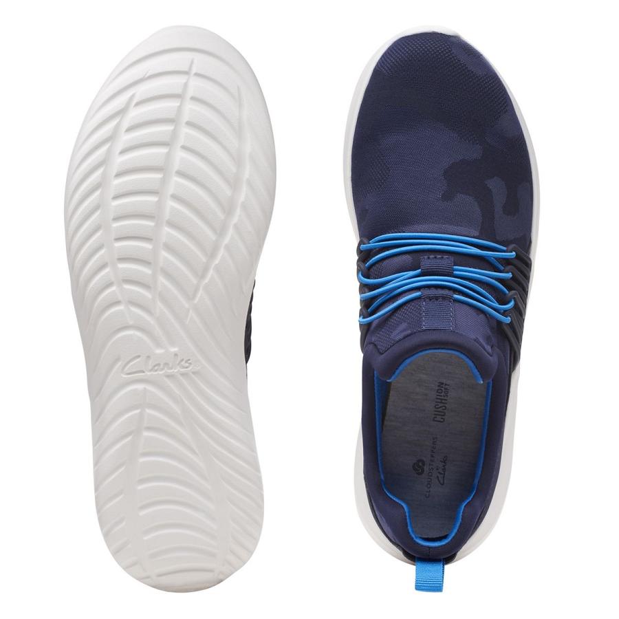 Navy Clarks Nova Ave Textile Women's Sneakers | SG_HZ303