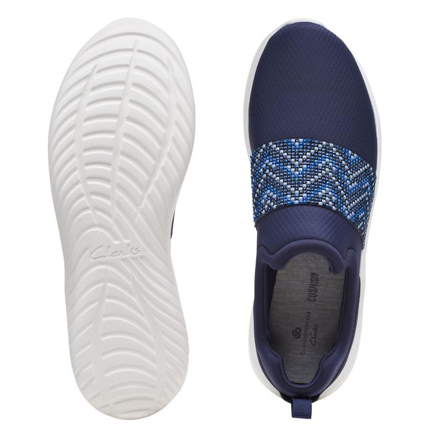 Navy Clarks Nova Way Combi Women's Sneakers | SG_FA314