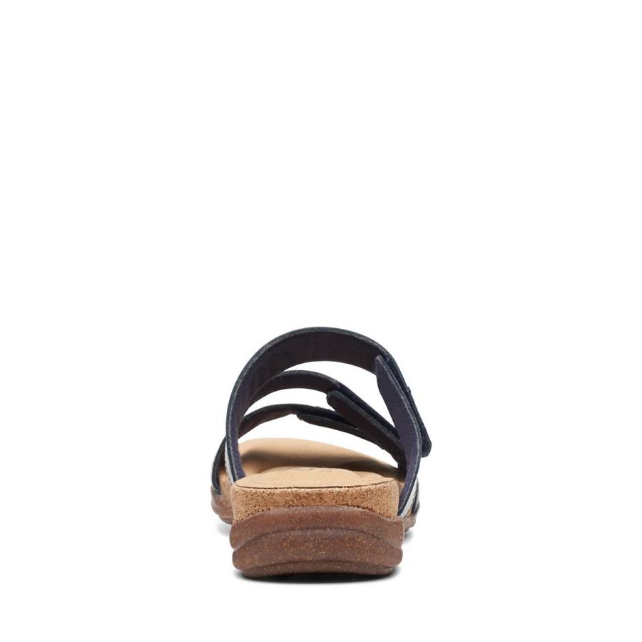 Navy Clarks Roseville Bay Leather Women's Sandals | SG_NE342