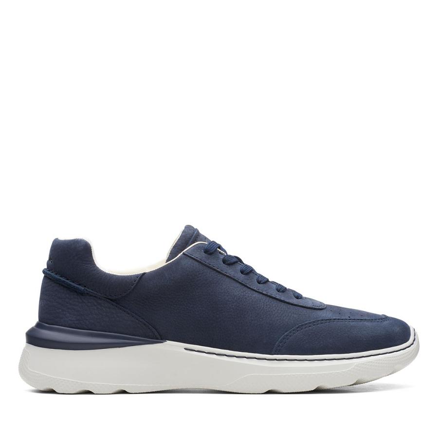 Navy Clarks Sprint Lite Lace Nubuck Men\'s Sneakers | SG_BD101