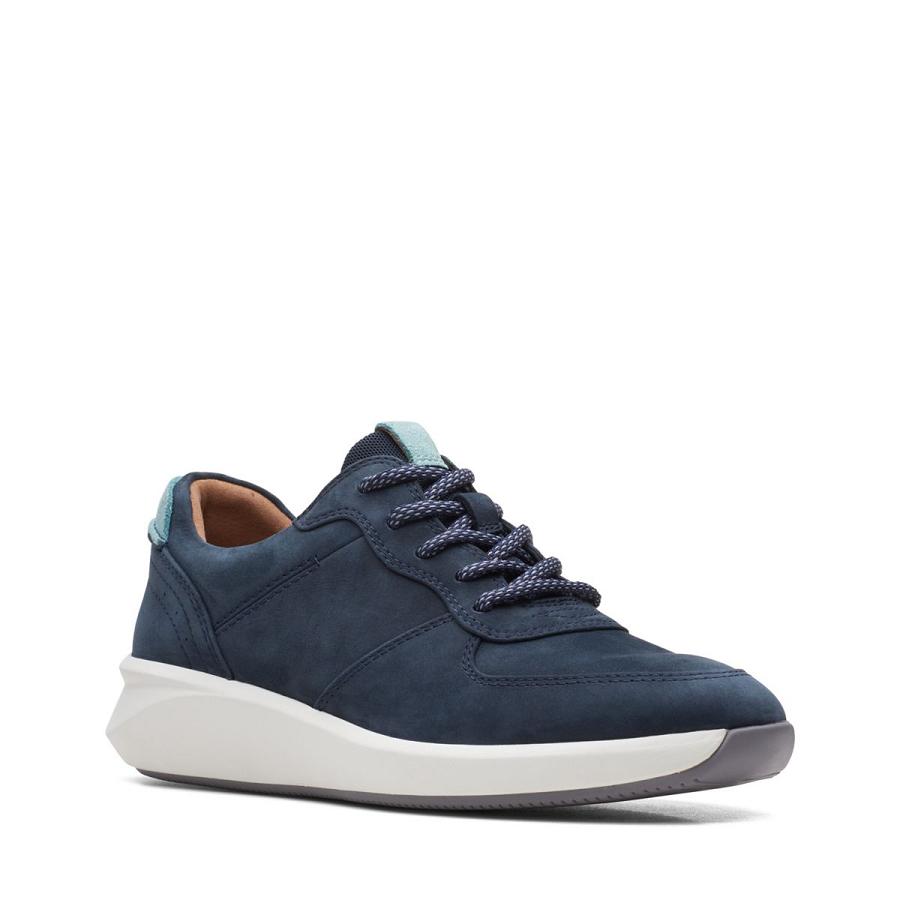 Navy Clarks Un Rio Sprint Nubuck Women's Sneakers | SG_FA374