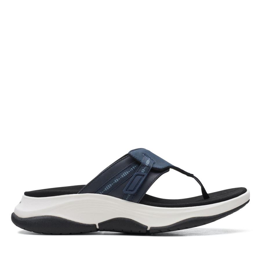 Navy Clarks Wave2.0 Sea. Combi Women\'s Sandals | SG_JX388